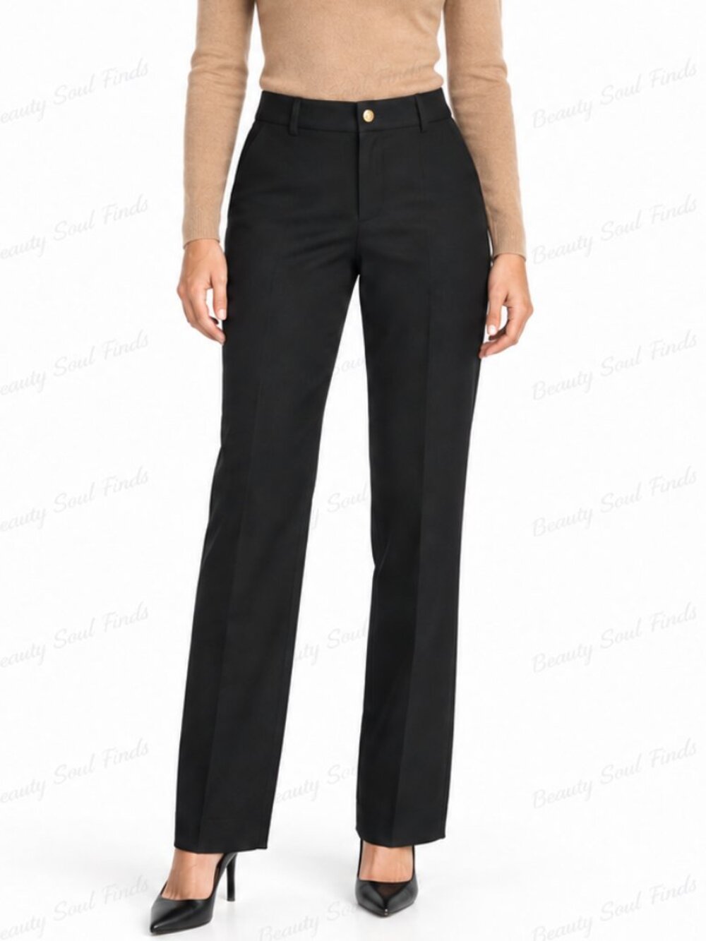 Lauren Ralph Lauren Black 100% Wool Straight Leg Dress Pants Petite Size 6P